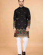 Black Viscose Silk Men's Designer Kurta Online