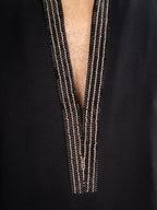 Black Armani Beads & Thread Kurta Set | Tulip Designer
