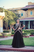 Luxury Black Aurum Georgette Heavy Flair Lehenga Collection for Women

