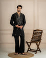 Black Lachka Beads Mirror Kurta Set | Tulip Designer