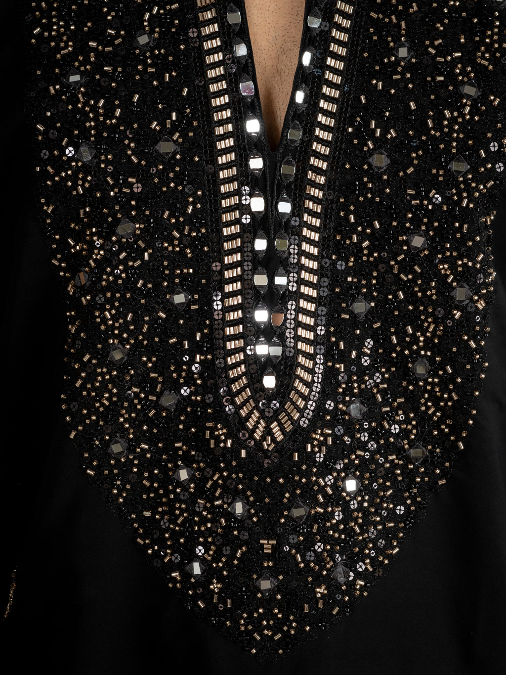 Black Lachka Beads Mirror Kurta Set | Tulip Designer
