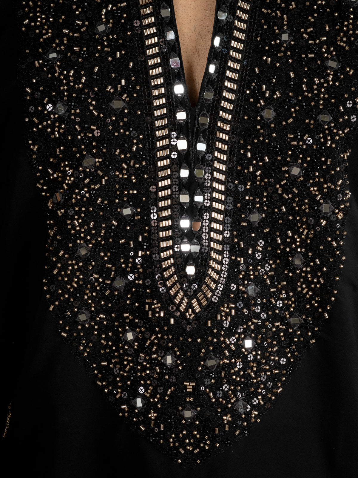 Black Lachka Beads Mirror Kurta Set | Tulip Designer
