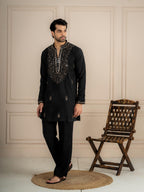 Black Lachka Beads Mirror Kurta Set | Tulip Designer
