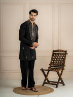 Black Lachka Beads Mirror Kurta Set | Tulip Designer
