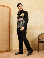 Luxury Black Bomber Jacket with Pant for Men Wedding Wear