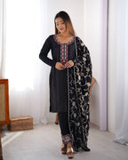 
Stunning Chinon Silk with thread & Sequence work Fancy Suit Set
