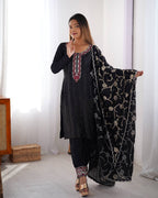 
Stunning Chinon Silk with thread & Sequence work Fancy Suit Set
