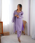 
Stunning Chinon Silk with thread & Sequence work Fancy Suit Set