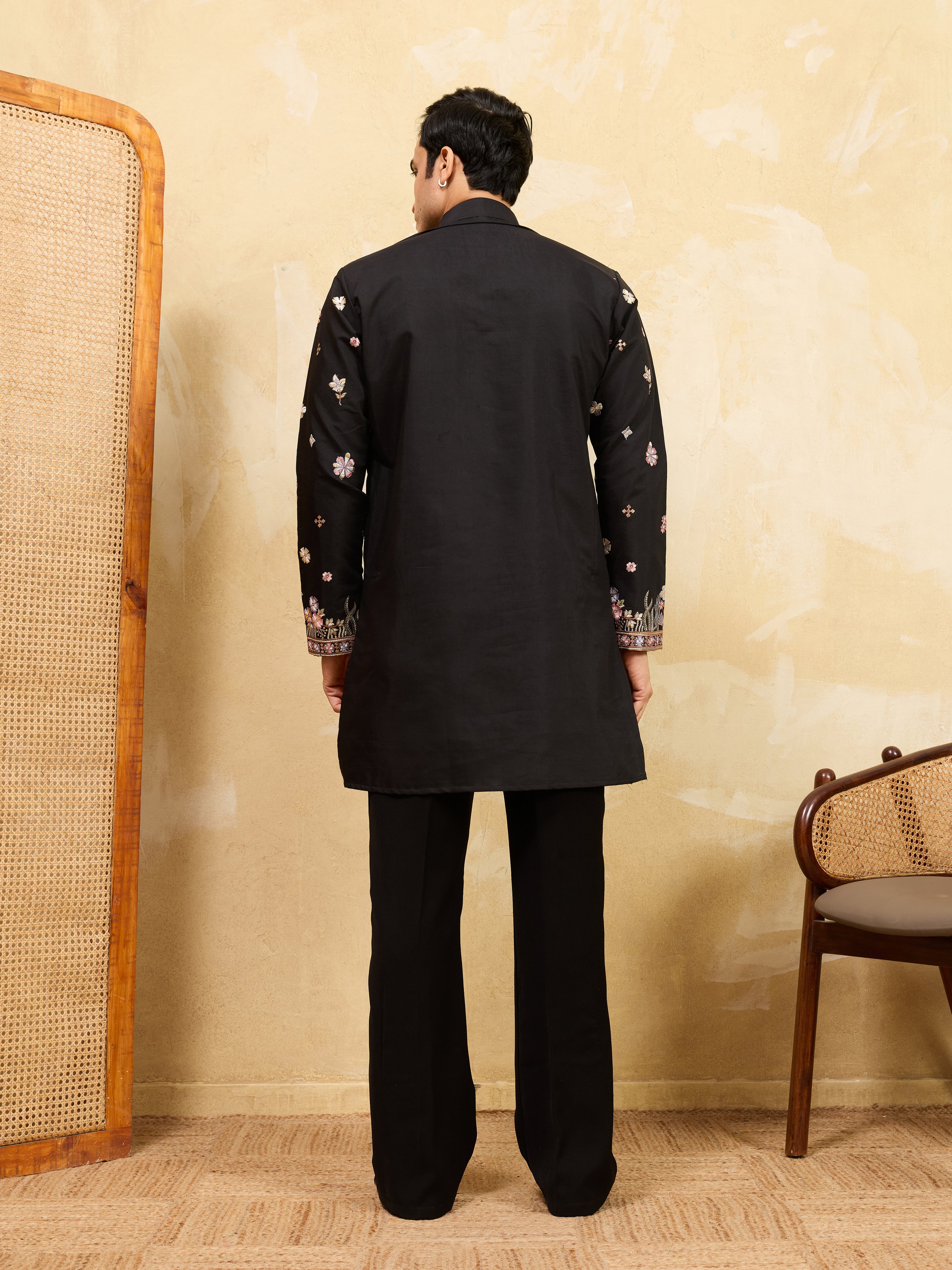 Royal Black Embroidered Designer Kurta Set with Premium Finish

