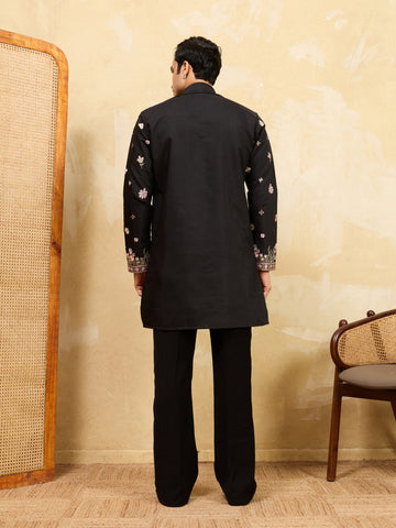 Royal Black Embroidered Designer Kurta Set with Premium Finish
