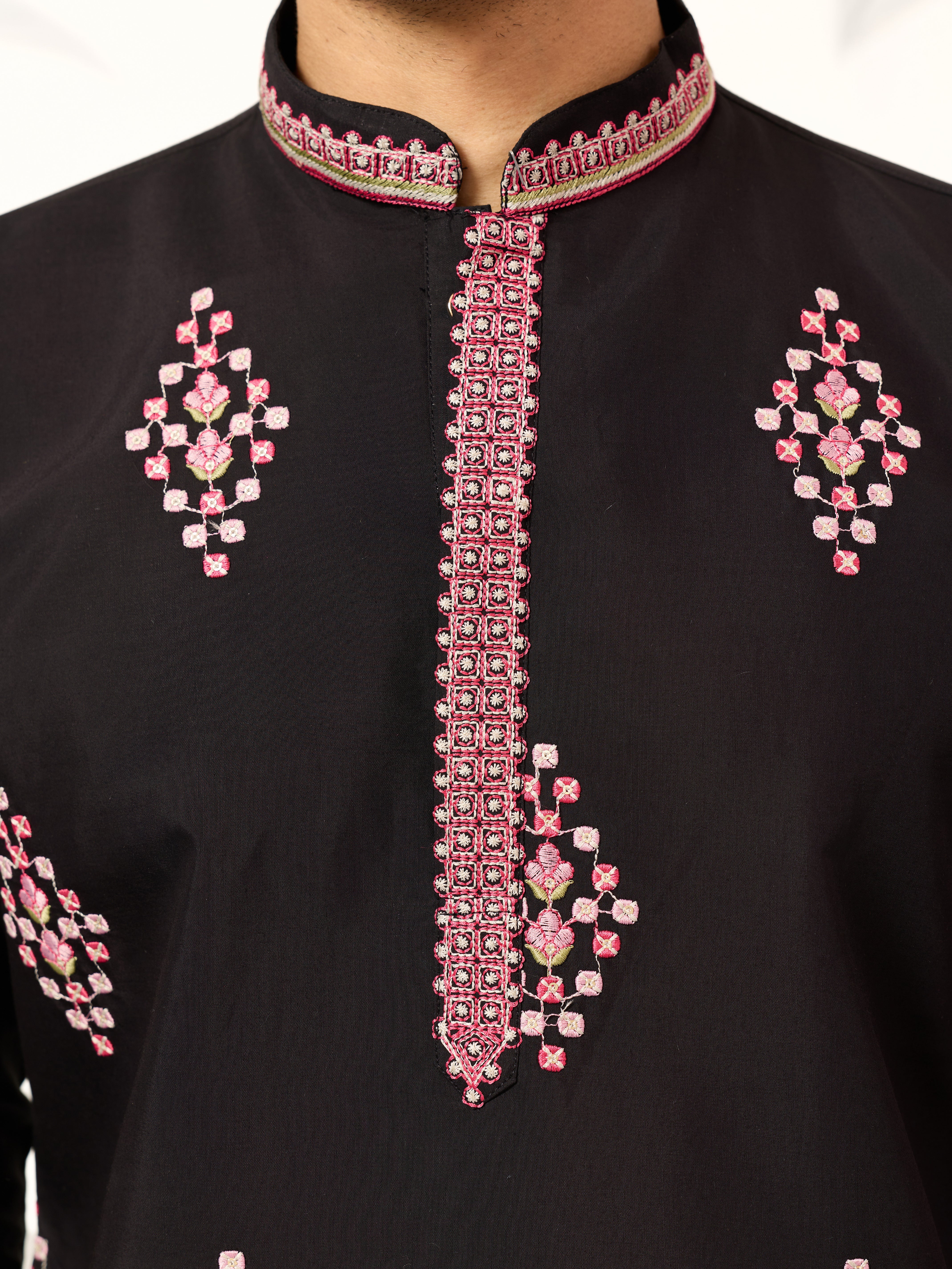 Ethnic Speical Classic Black Embroidered Kurta for Mens