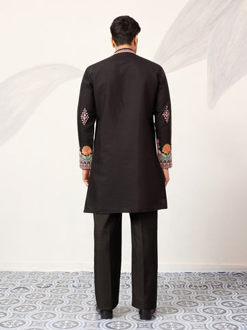 Ethnic Speical Classic Black Embroidered Kurta for Mens