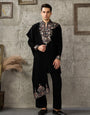 Black Thread Embroidered Kurta Dupatta Set | Tulip Designer