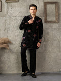 Stylish Black Japanese Lachka Embroidered Kurta Set For Festive Wear