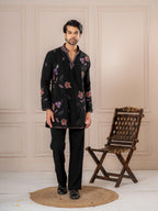 Black Embroidered Kurta Set For Men | Tulip Designer
