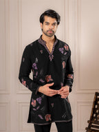 Black Embroidered Kurta Set For Men | Tulip Designer
