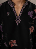 Black Embroidered Kurta Set For Men | Tulip Designer
