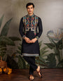 Designer Black Embroidered Mens Kurta for Wedding