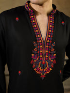 Navratri Black Rayon Embroidered Kurta Set | Tulip Designer
