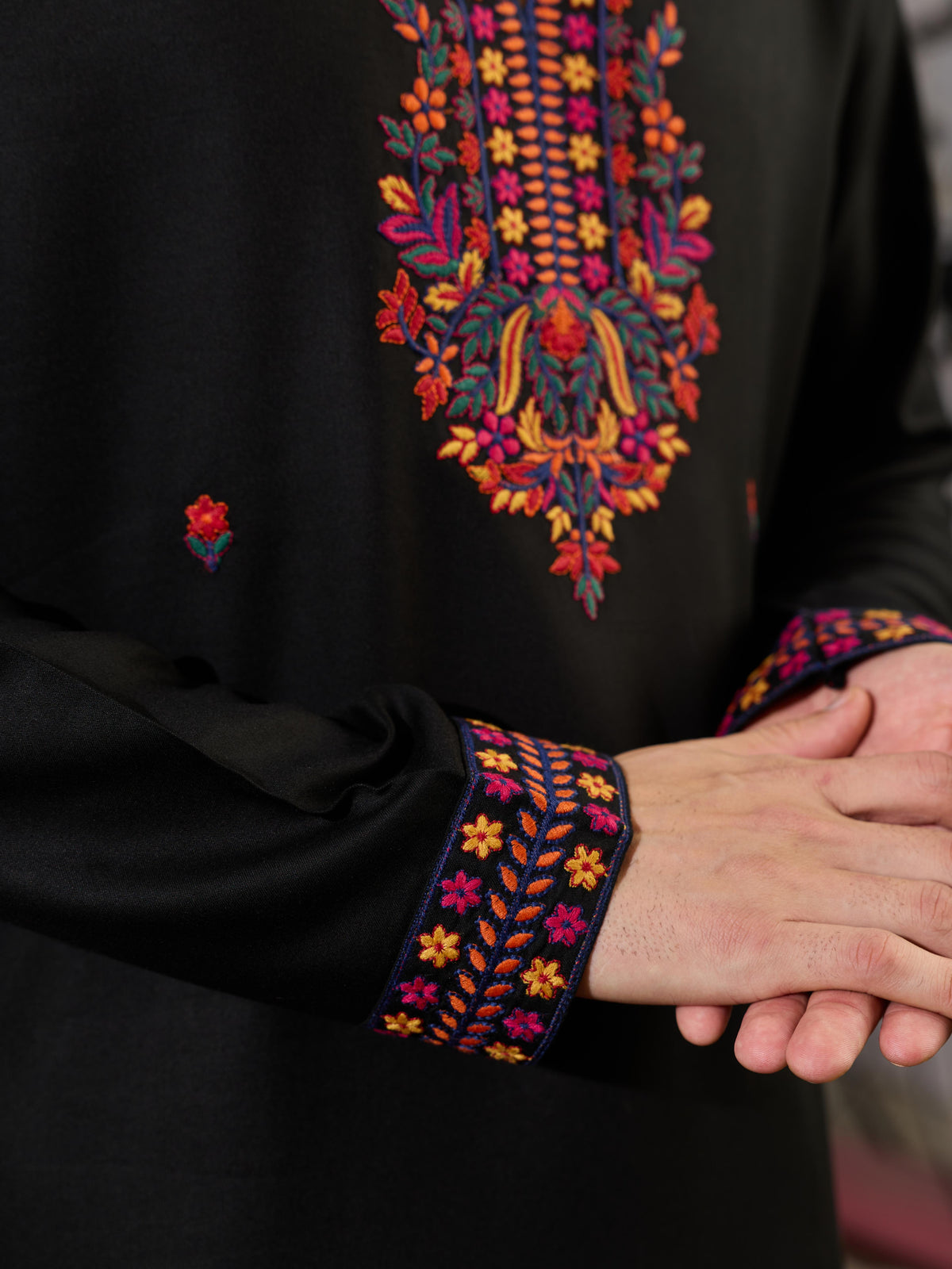 Navratri Black Rayon Embroidered Kurta Set | Tulip Designer
