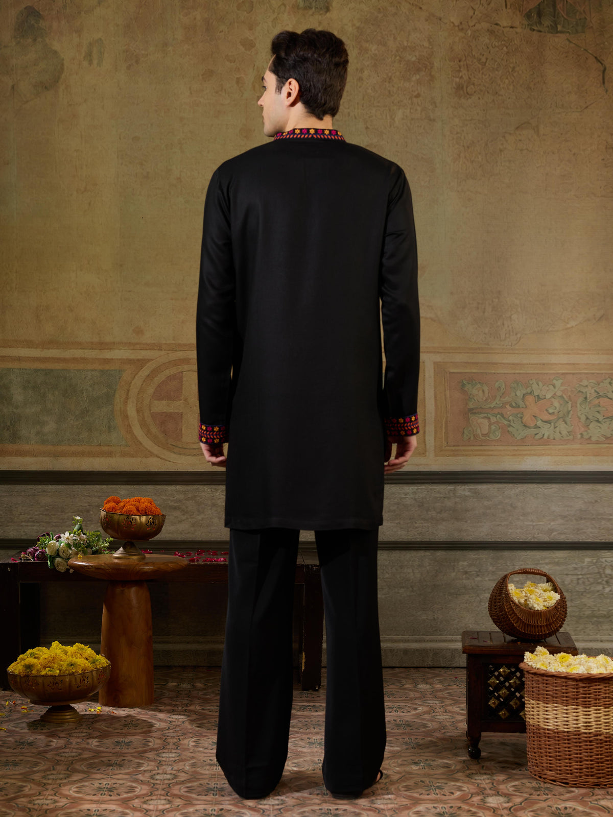Navratri Black Rayon Embroidered Kurta Set | Tulip Designer

