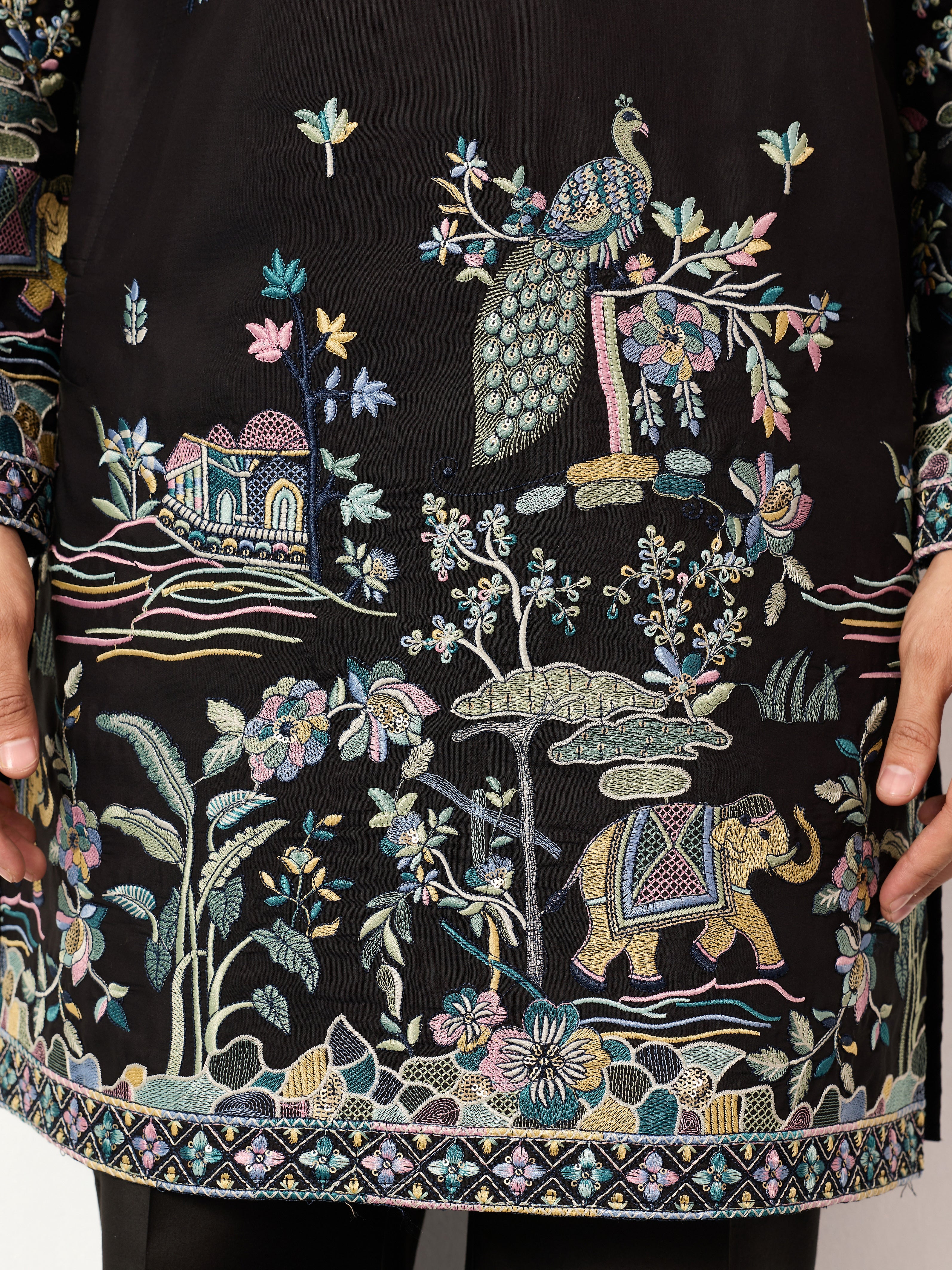 Special Wedding Celebration Ethnic Black Kurta for Mens Wear