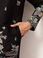 Special Wedding Celebration Ethnic Black Kurta for Mens Wear