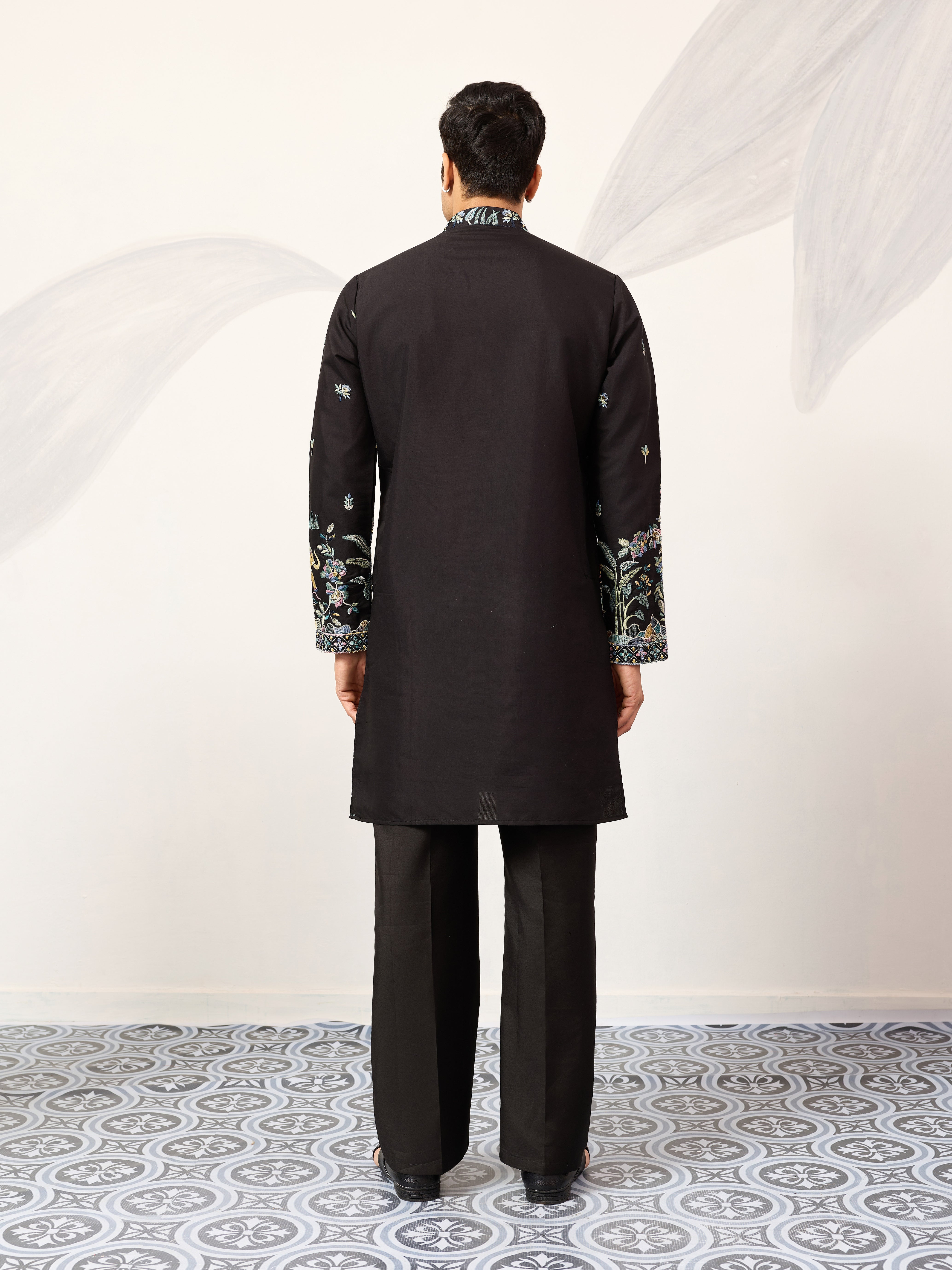 Special Wedding Celebration Ethnic Black Kurta for Mens Wear