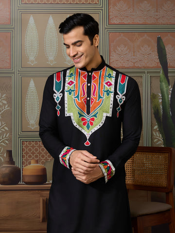 Black Trending Designer Festival Wear Men’s Kurta