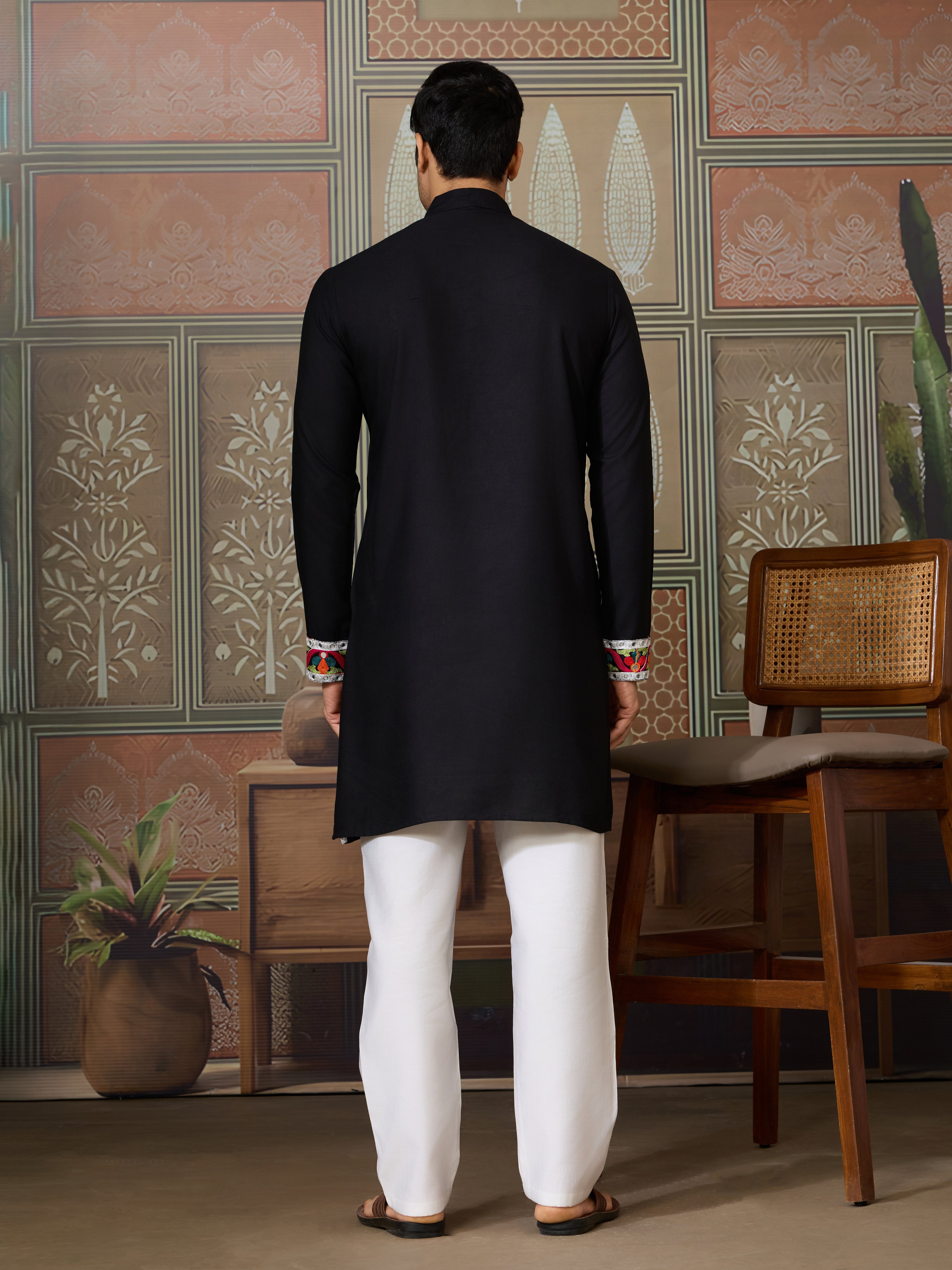 Black Trending Designer Festival Wear Men’s Kurta
