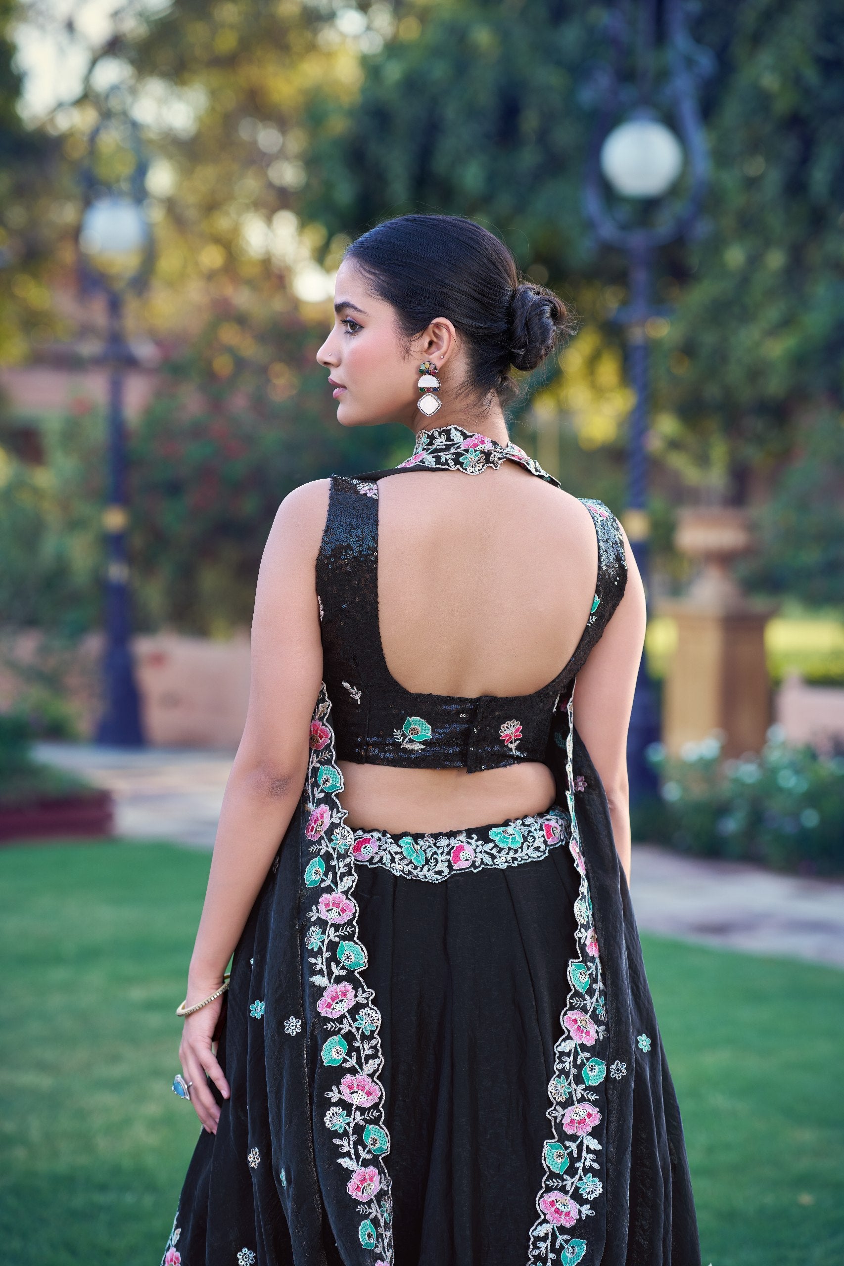 Premium Black Frendy Silk Embroidered Lehenga Choli with Dupatta Set for Women
