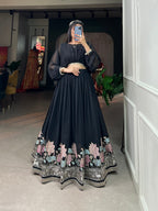 Graceful Black Georgette Thread Work Lehenga Collection
