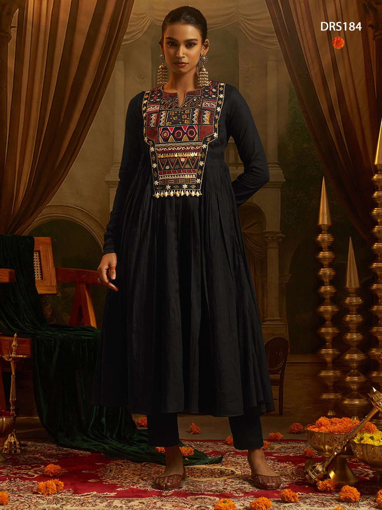 Black Handwork Gown Navratri Outfit | Tulip Designer
