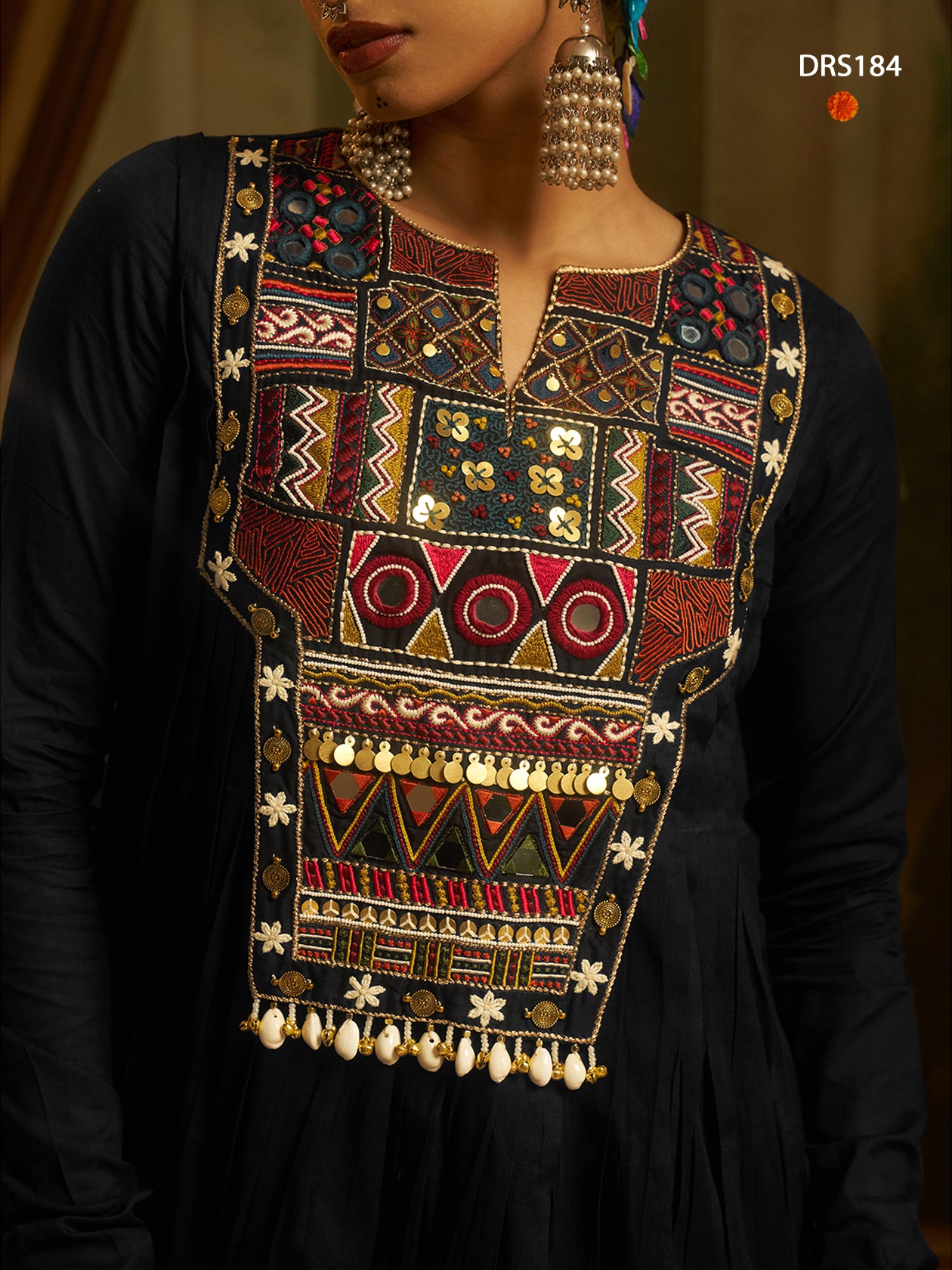 Black Handwork Gown Navratri Outfit | Tulip Designer

