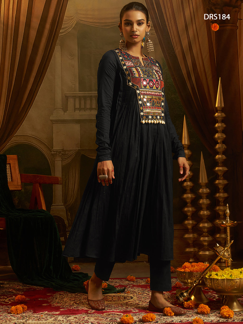 Black Handwork Gown Navratri Outfit | Tulip Designer
