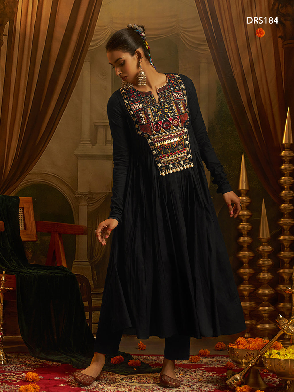 Black Handwork Gown Navratri Outfit | Tulip Designer
