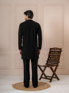 Luxe Black Armani Thread Embroidered Kurta | Tulip Designer
