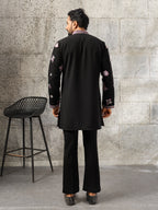 Signature Black Japanese Lachka Embroidered Kurta Bell Bottom Set
