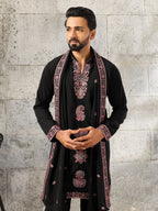 Elegant Black Japanese Lachka Embroidered Kurta Dupatta Set

