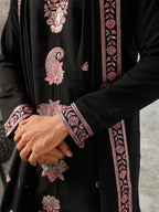 Elegant Black Japanese Lachka Embroidered Kurta Dupatta Set
