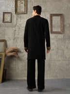 Black Premium Japanese Armani Lachka Beads Kurta Set | Tulip Designer
