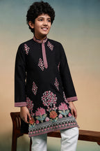 Classic Black Multi Thread Sequence Work Kurta Set