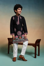Classic Black Multi Thread Sequence Work Kurta Set