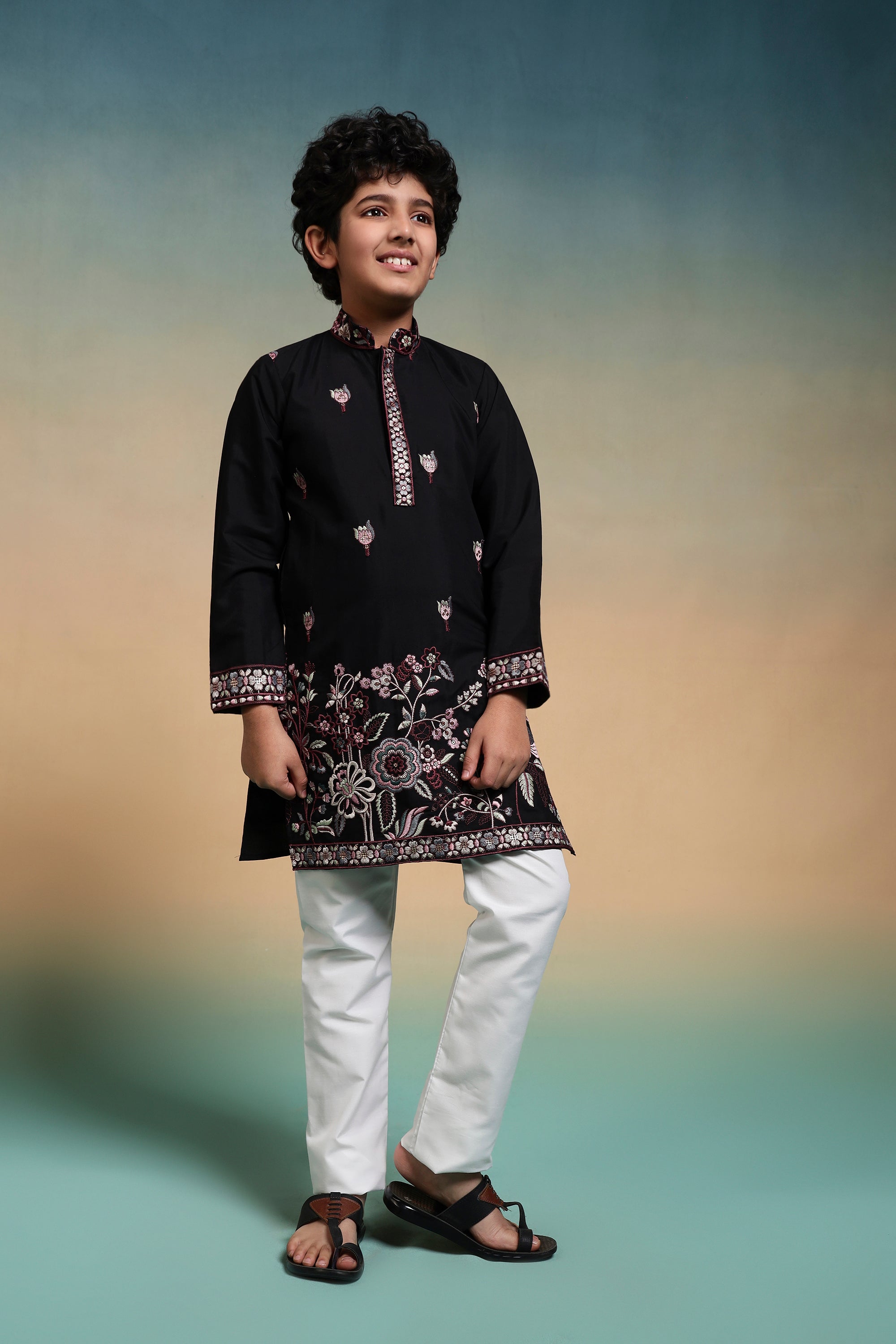 Magic Black Thread Sequence Work Kurta Pant Set For Wedding
