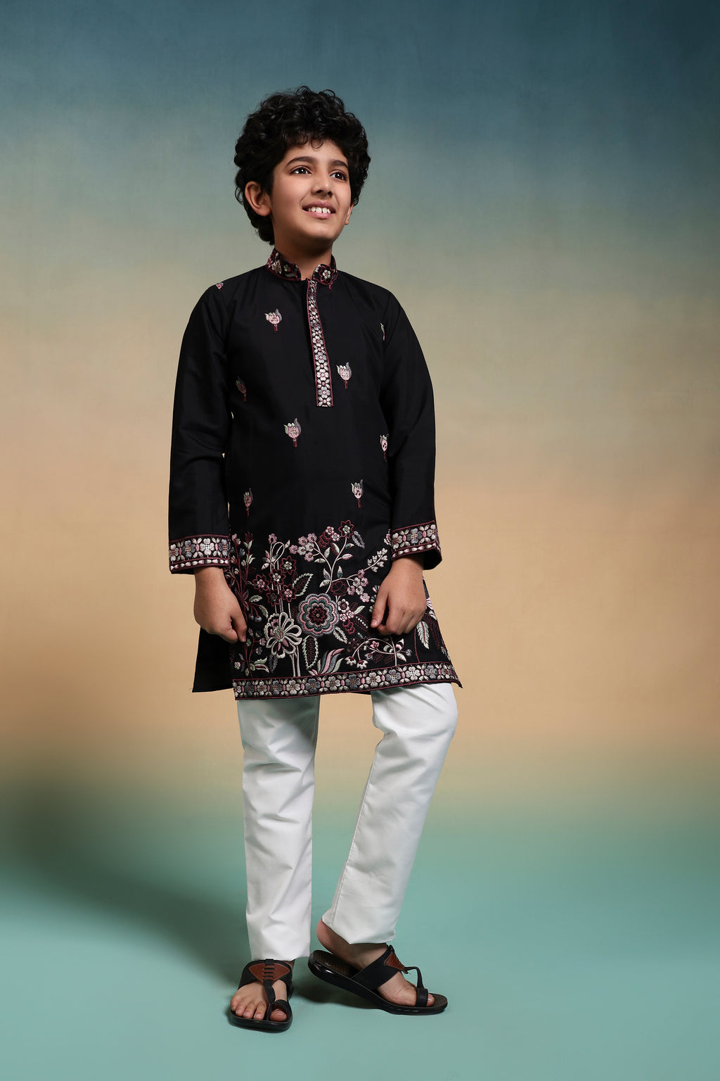Magic Black Thread Sequence Work Kurta Pant Set For Wedding
