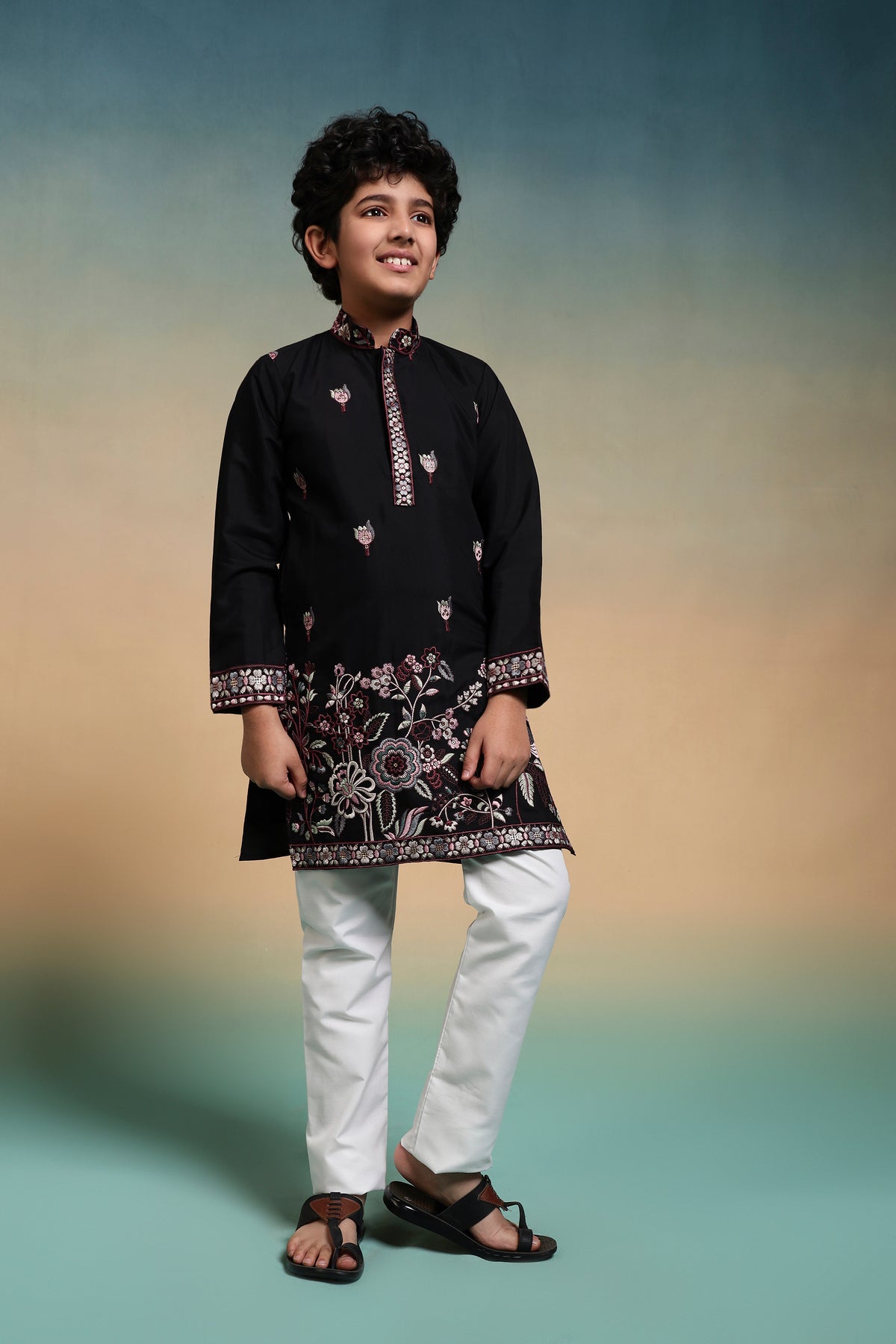 Magic Black Thread Sequence Work Kurta Pant Set For Wedding
