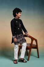 Magic Black Thread Sequence Work Kurta Pant Set For Wedding
