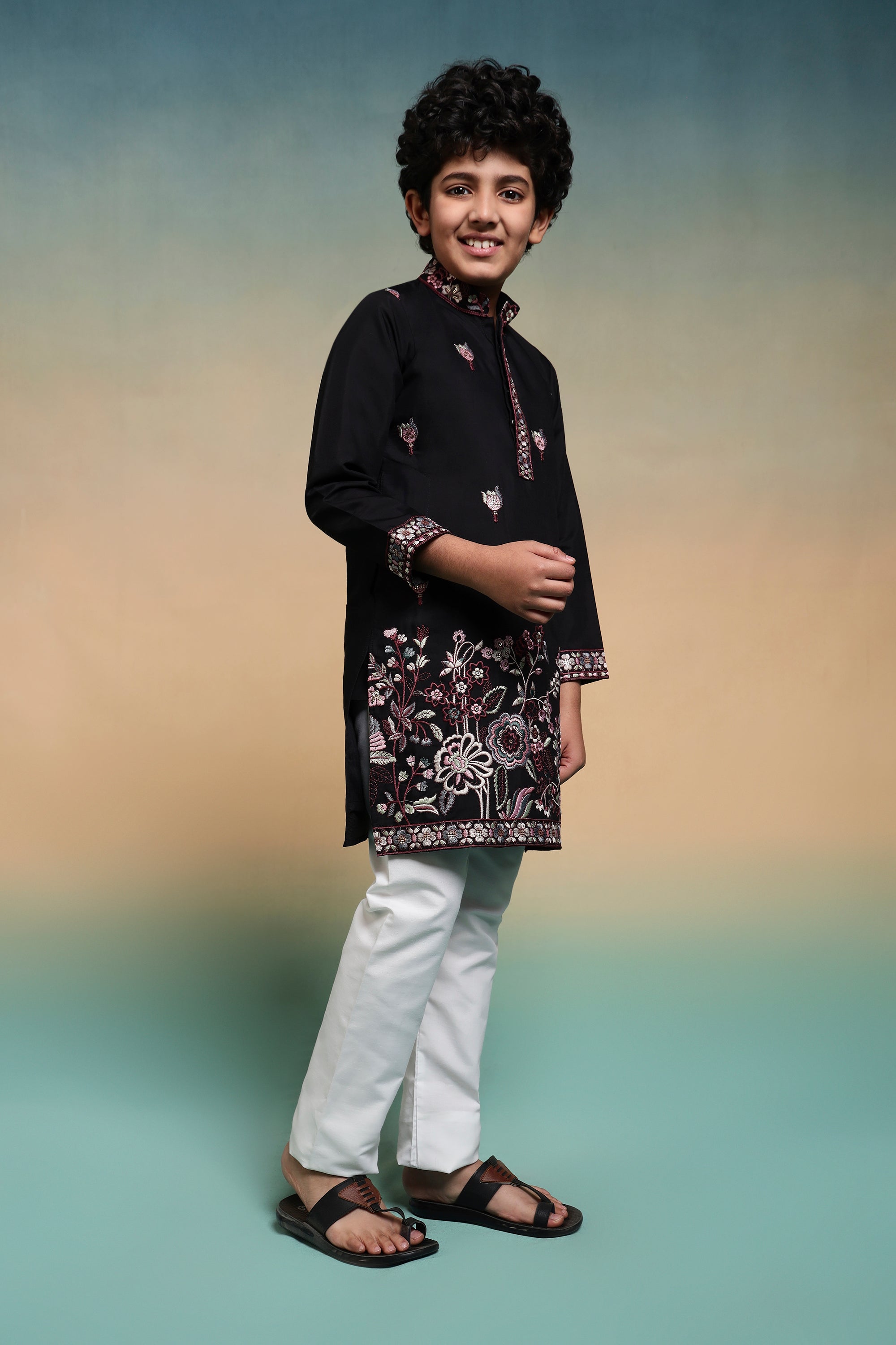 Magic Black Thread Sequence Work Kurta Pant Set For Wedding