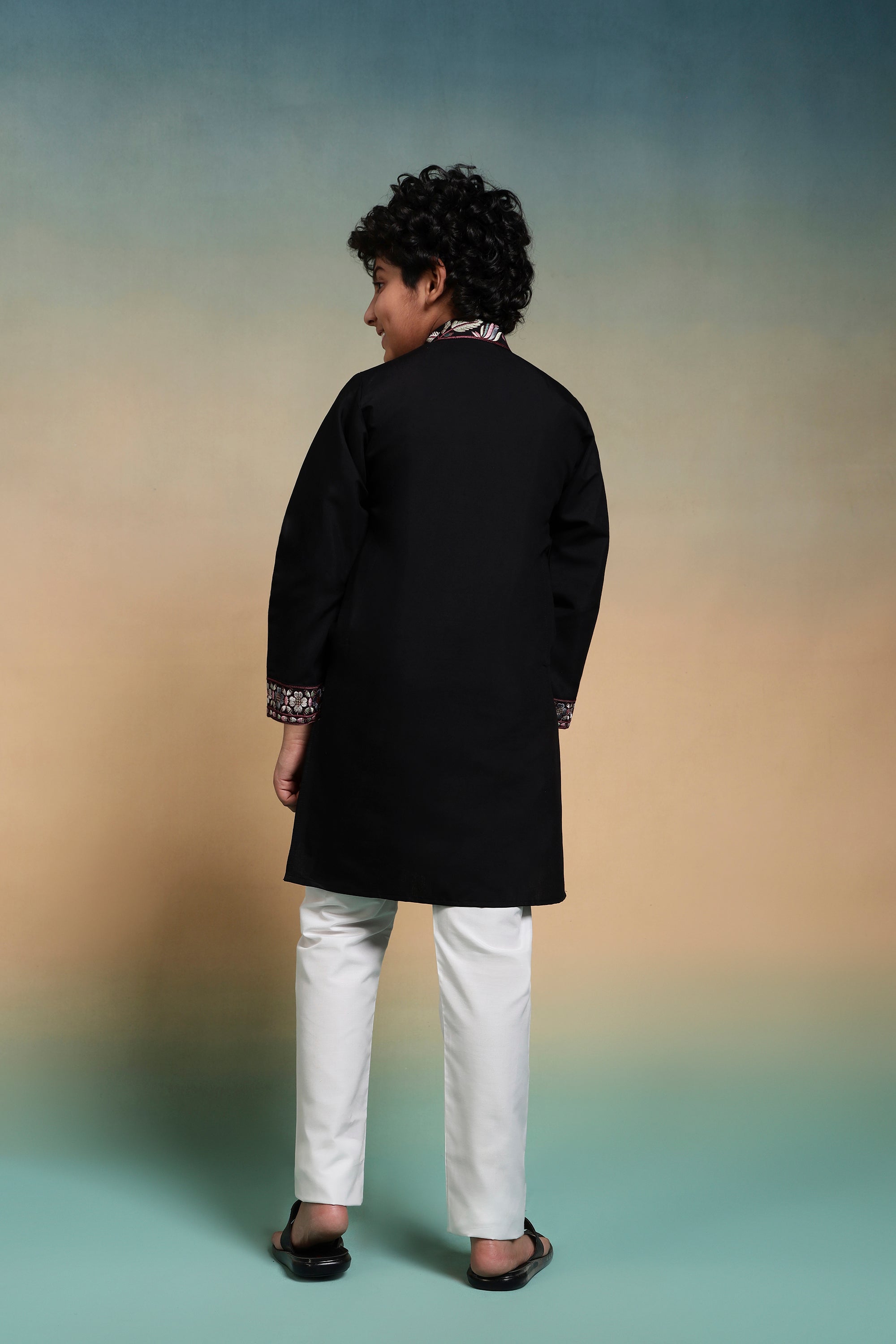 Magic Black Thread Sequence Work Kurta Pant Set For Wedding