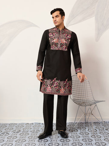 Festive Wear Premium Black Kurta Pant Set for Mens